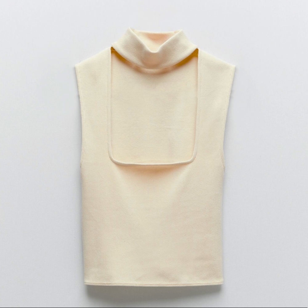 Zara ribbed top with neck detail